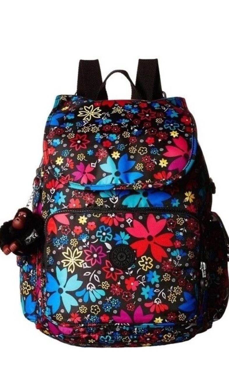 Kipling Mod Floral Ravier Print Backpack with Gorilla Charm